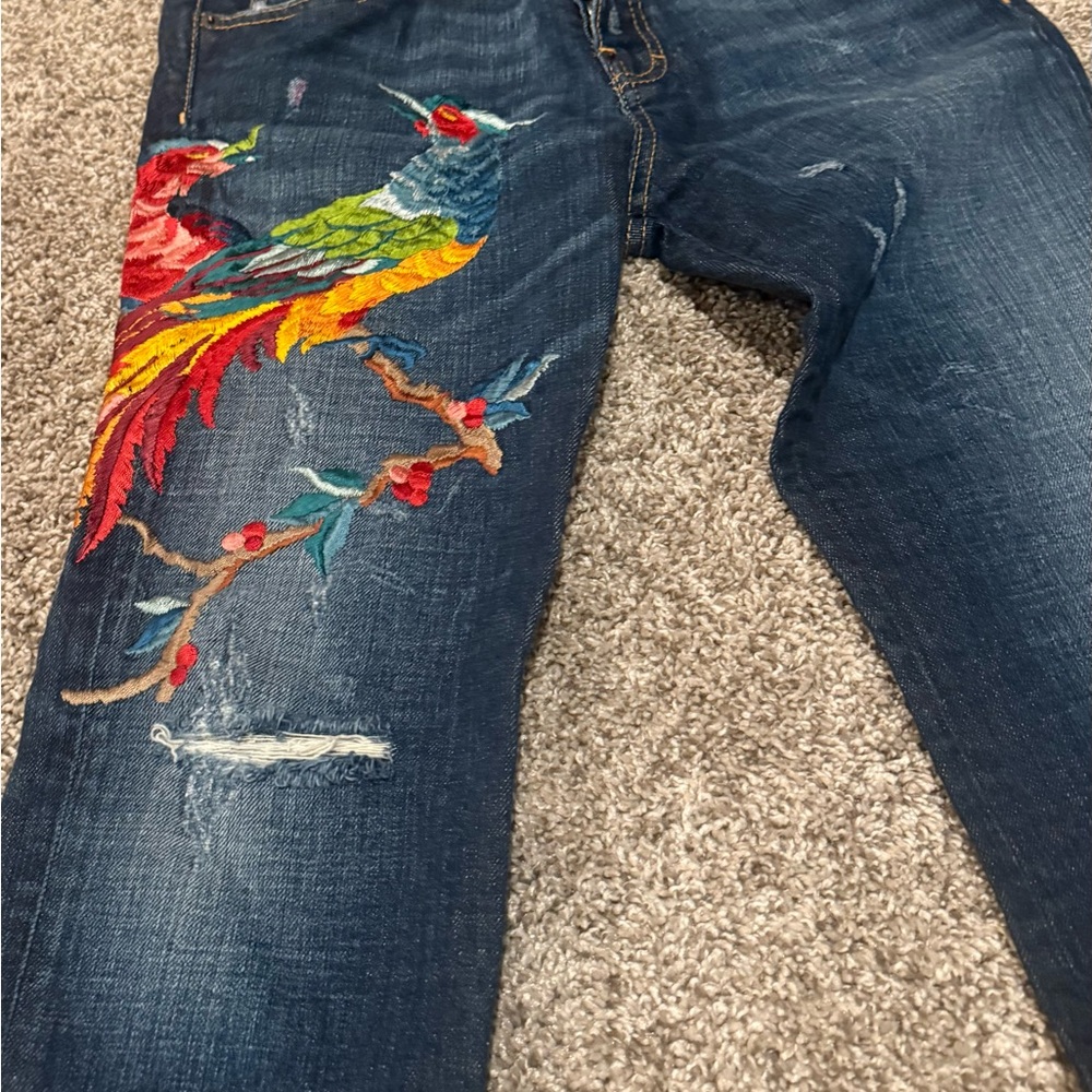 DSQUARED2 Women's Dark Blue Jeans with Colorful Embroidery - Picture 3 of 8